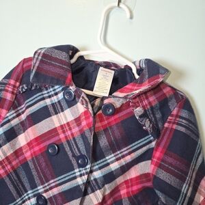 Gymboree Girls Red, Pink, Blue Plaid Kids Pea‎ Coat Size 5
